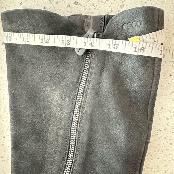 Ecco Women’s Black Leather Tall/Mid Calf Zip Close Regular/Wide Calf Boots Sz 39 - Picture 9 of 16